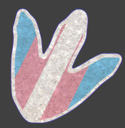 2.5" Glitter Trans Flag Dino Footprint